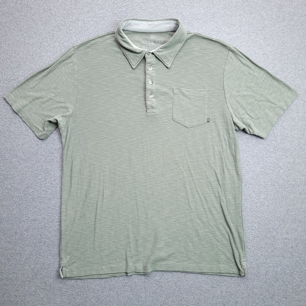 Free Fly Polo Shirt XL Bamboo Performance Green Short Sleeve Size Mens